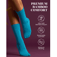 thumbnail image 4 of Hugh Ugoli Women's Bamboo Thin Dress Socks Crew Business Casual, 3 Pairs, Blue Curacao, Shoe Size: 6-9, 4 of 5