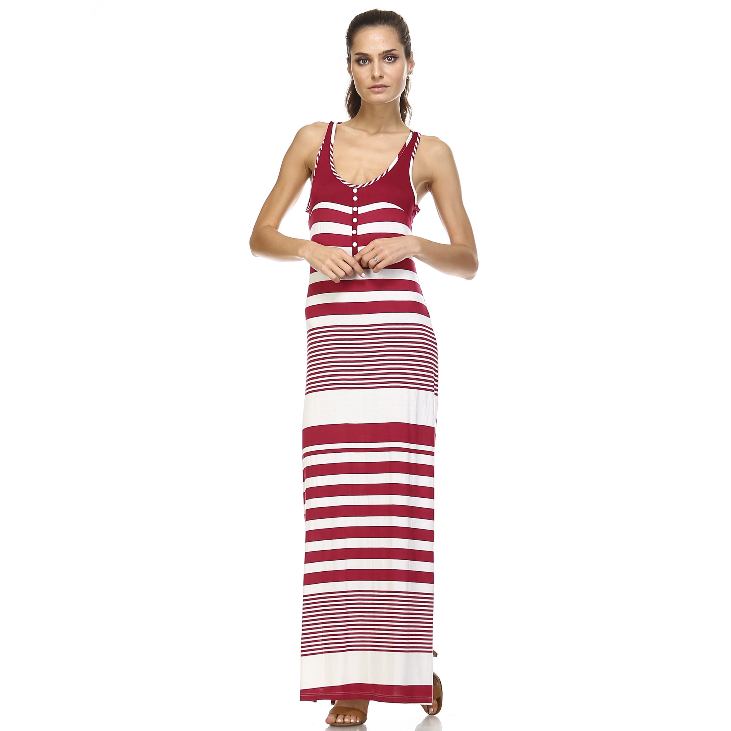 Christine V Variegated Stripe Rayon Spandex Maxi Tank Dress - Walmart.com