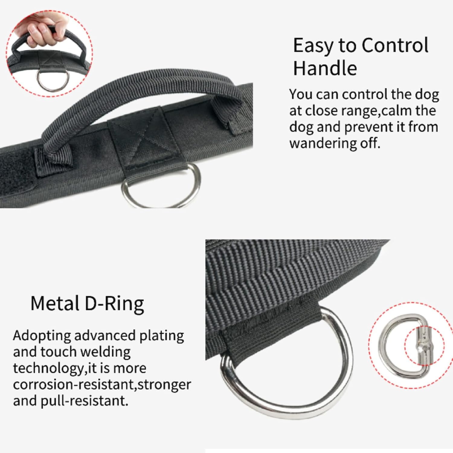 Tactical Dog Collar,Adjustable Military Training Nylon Dog Collar with Control Handle and Heavy Metal Buckle for Medium and Large Dogs
