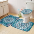 thumbnail image 4 of Blue Retro Boho Ethnic Bathroom Rugs Set Abstract Tribal Flower Non Slip Absorbent Soft Bath Mats 3 Piece Set with Bathroom Rug, U-Shaped Floor Mat, Toilet Seat Cover Small Size, 4 of 9