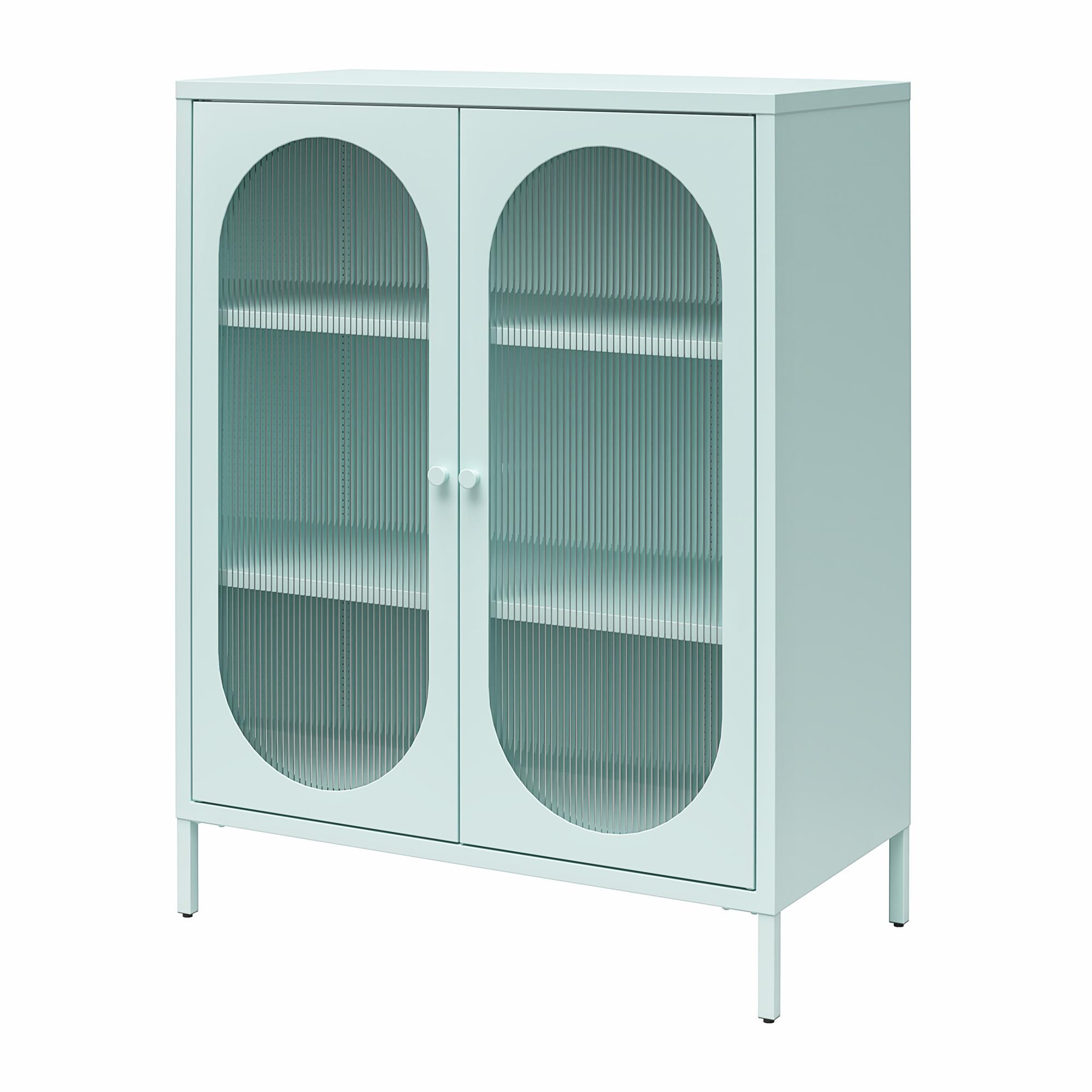 Mr. Kate Luna Short 2 Door Metal Accent Cabinet with Fluted Glass