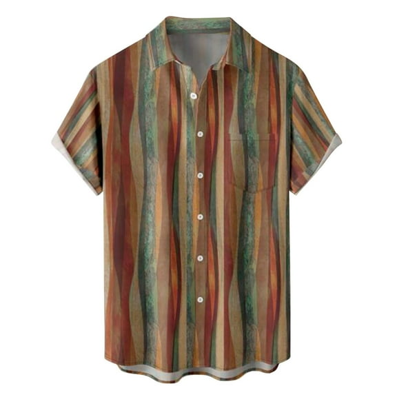 XDZJLR Men Shirts Casual Printed Short Sleeve Button Down Beach Fashion Casual Tops