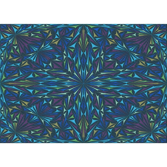 Ahgly Company Indoor Rectangle Patterned Blue Ivy Blue Area Rugs, 2' x 3'
