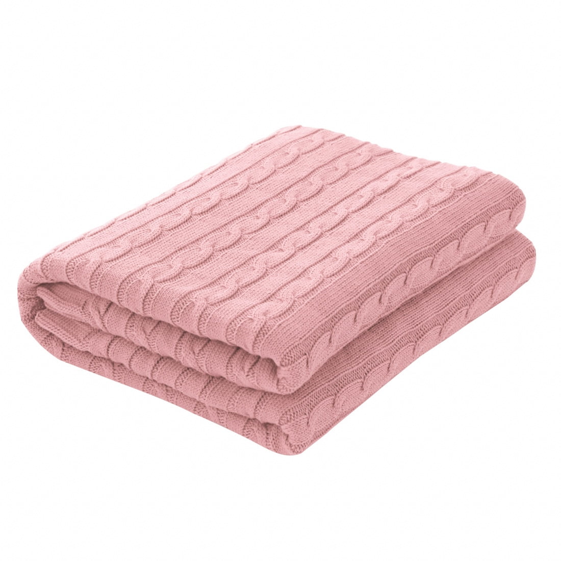 PiccoCasa 100 Cotton Soft Blanket Cable Sofa Chair Throw Knitted Throw Blankets Dark Pink 70
