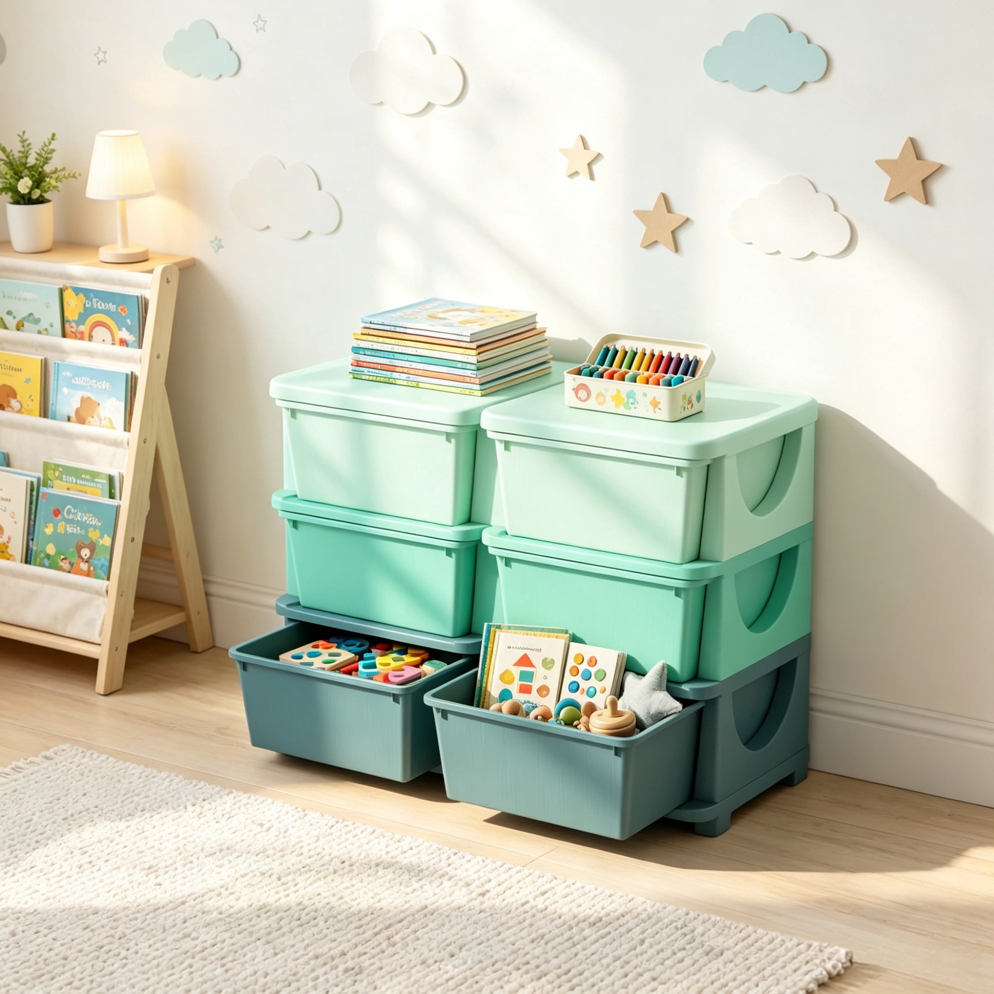 6-Drawer Toy Storage Organizer with 14L Capacity for Kids Playroom