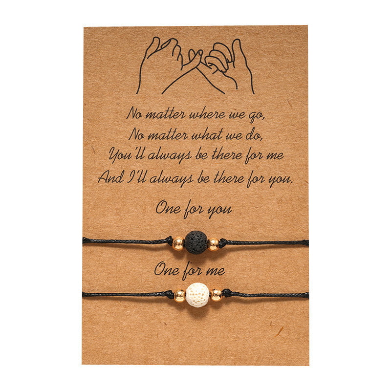2-Piece Promise Friendship Bracelet Gift for Back to School Friend Couple Women 