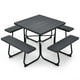 thumbnail image 3 of Costway Juego De Banco De Mesa De Picnic Cuadrada Para 8 Personas Con 4 Bancos Y Orificio Para Sombrilla, Marco De Metal Y Mesa De HDPE Con Textura Similar A La Madera, Para Exteriores, Patio, 3 of 3