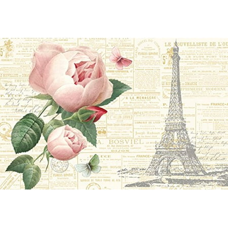 - Gorgeous Pink Paris Floral Rose, Butterfly and Eiffel Tower Prints by Katie Pertiet; One 18x12in Paper Posters. Pink/Cream/Green