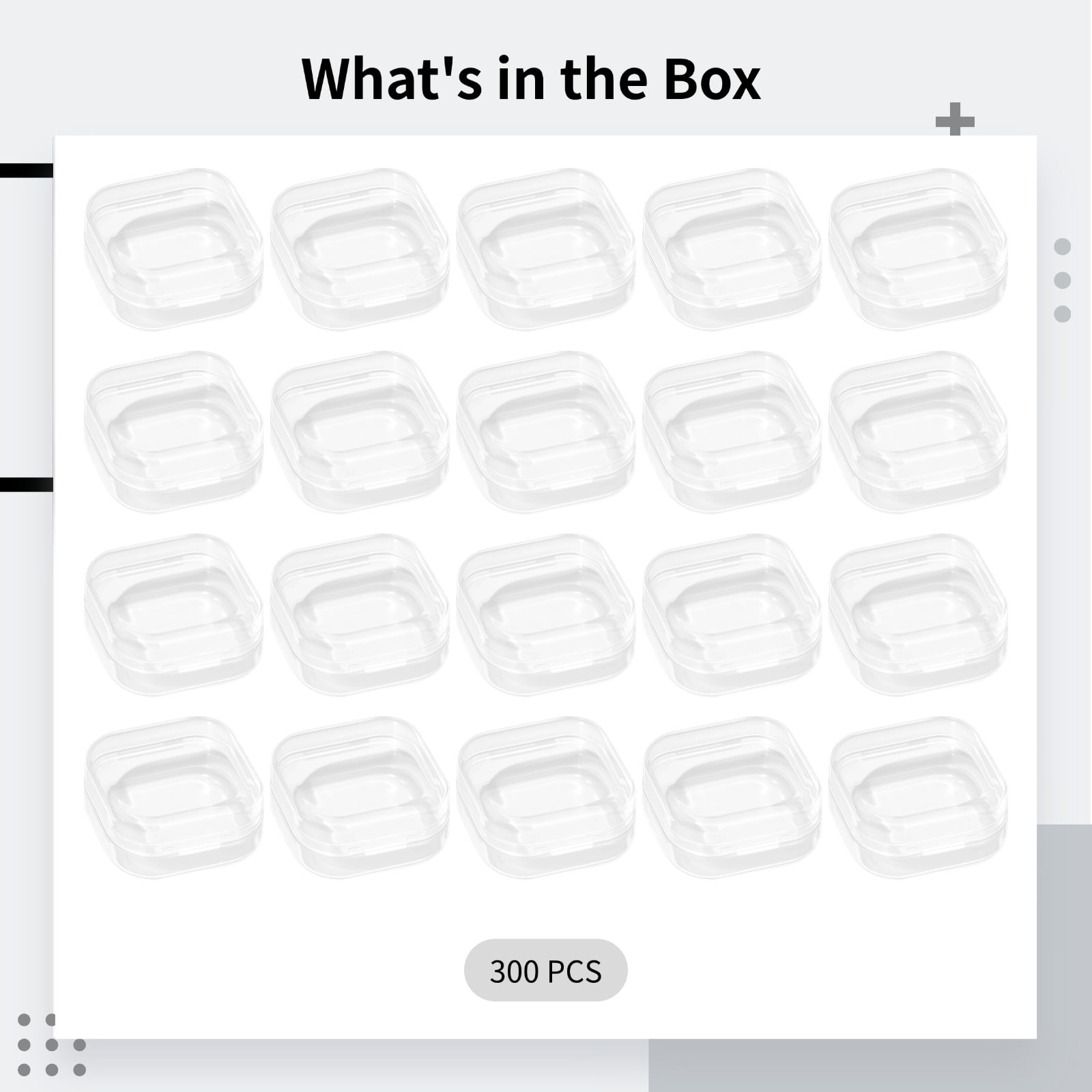 300 Pcs Square Plastic Transparent Bead Storage Containers, Small Jewelry Organizer Box for Beads, Earrings, and Crafts, Clear Plastic Organizer for Sorting and Storing Small Items