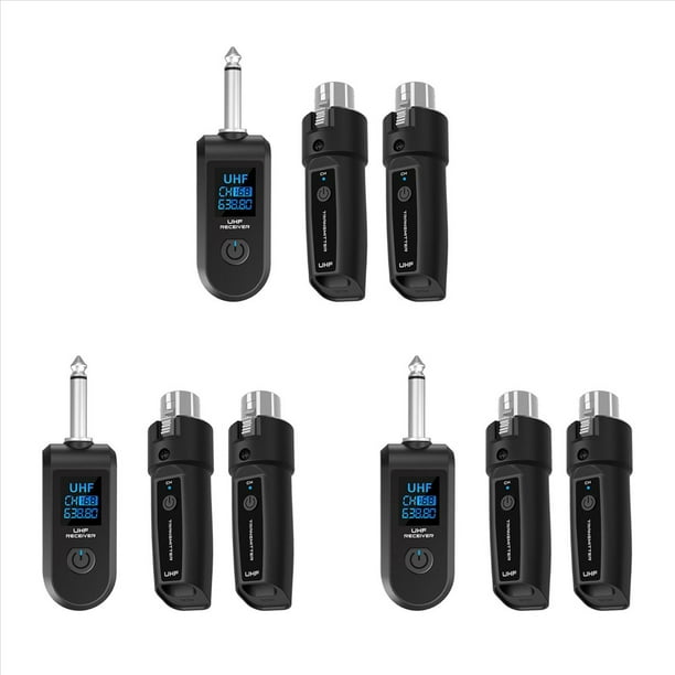 3X Transmisor y Receptor de Transmisión de Audio Inalámbrico Transmisor y Receptor XLR Inalámbrico Profesional para Guitarra