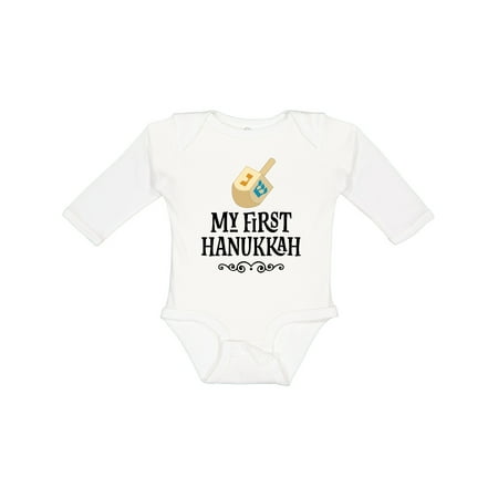 

Inktastic My 1st Hanukkah Dreidel Boys or Girls Long Sleeve Baby Bodysuit