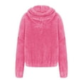 thumbnail image 4 of ZHOUCHANKIDS Kids Hooded Cardigan Fuzzy Jacket Winter Open Front Coat Outwear with Pockets Hot Pink 13-14 Years, 4 of 6