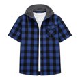 thumbnail image 6 of Mens Flannel Hoodie Plaid Shirt Short Sleeve Button Down Casual Shirt Jacket Lightweight Summer Shacket Jacket, 6 of 6