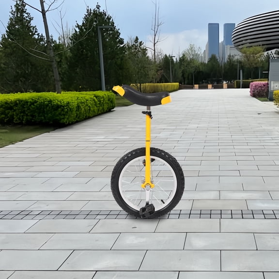 16 in Outdoor Wheel Unicycle, Height Adjustable Unicycle, One Wheel Bike Yellow
