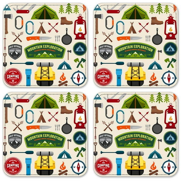 Vinyl Drink Coasters - Set of 4 - Mountain Exploration