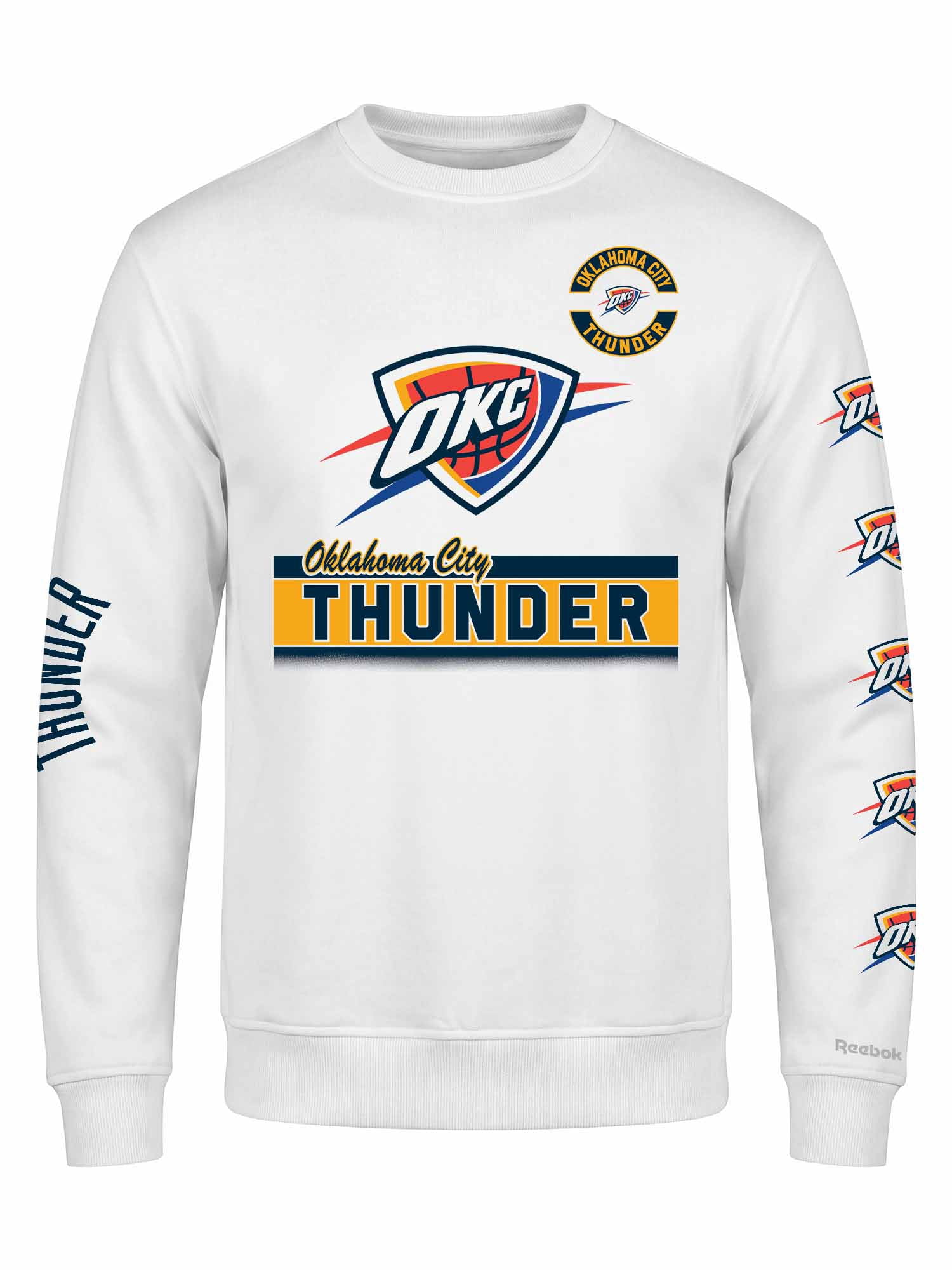 Oklahoma City Thunder Reebok Mens White Crew Sweatshirt