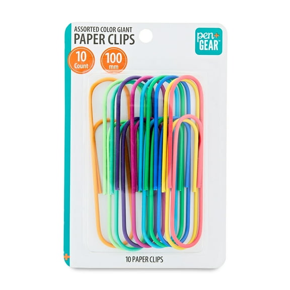 Pen+Gear Assorted Color Giant Paper Clips, 10 Count