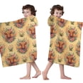 thumbnail image 4 of Yellow Highland Cow Flower Pattern Hooded Bath Towel，50"x30" for Ages 3 To 12 Kids, Quick Dry Lightweight Soft Microfiber Hood Beach Towel Cover Up for Kids, 4 of 7