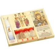 7 in 1 Holy Land Mega Set Holy Water Soil Oil Incense, Crucifix Cross, Candles and Ancient Byzantine Icon by Christianit