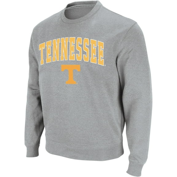 Men's Colosseum Heather Gray Tennessee Volunteers Arch & Logo Crew Neck Sweatshirt