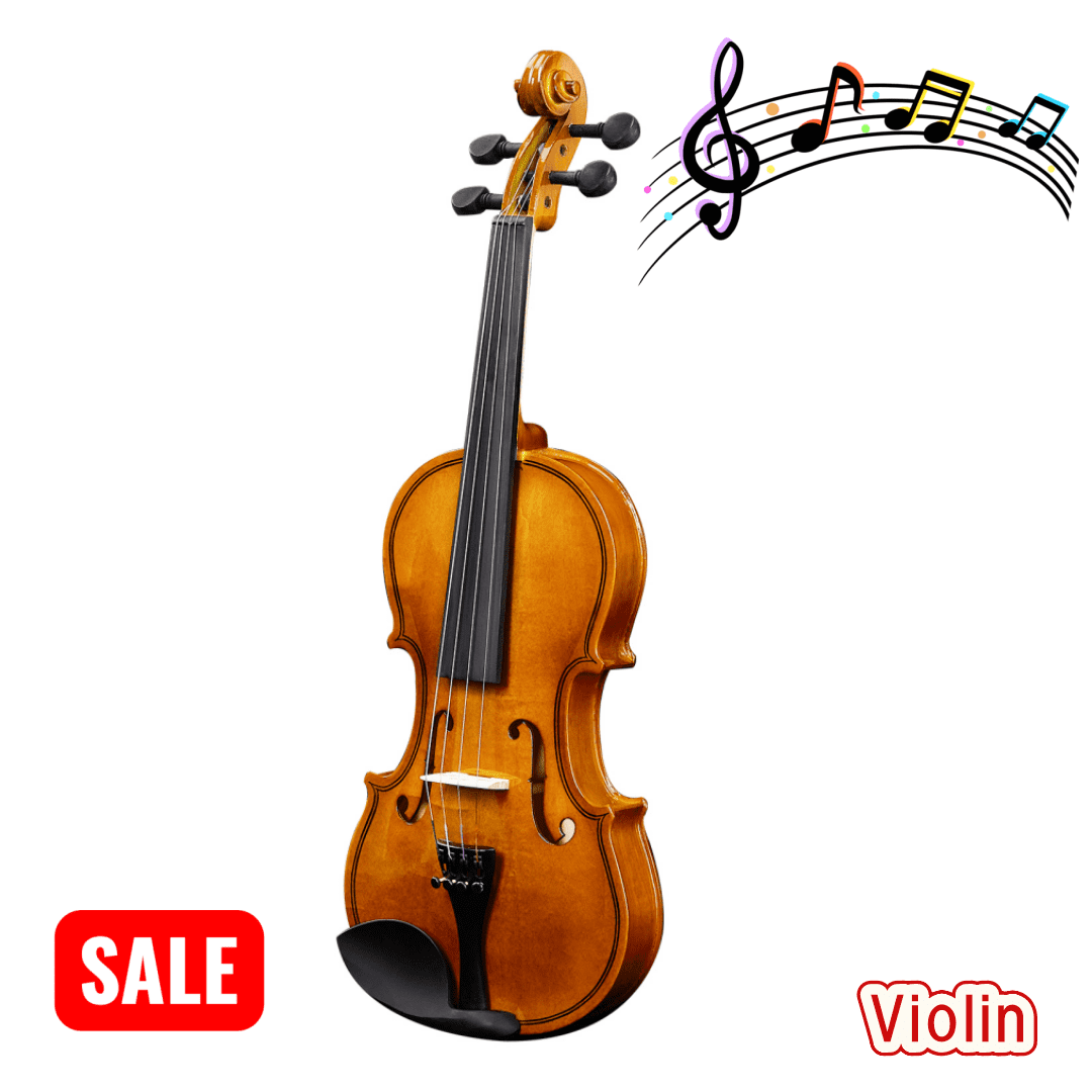 Tcbosik 1/8 Acoustic Violin Starter Kit with Case, Bow, Rosin, Fiddle Beginner Set with Sourdine, Extra Strings and Shoulder Rest, Natural