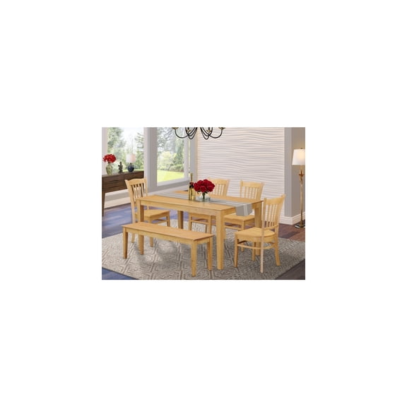 Dining Set - 7-Piece Rectangular Table & Chair Set - Vibrant Oak Finish - 36x60 Inch