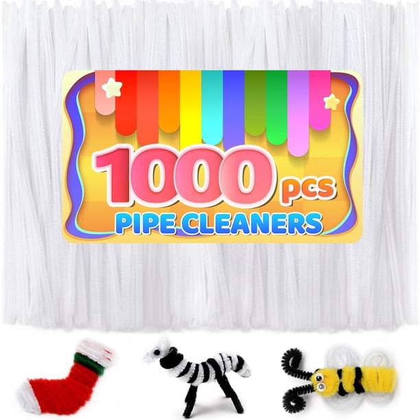 Iooleem 1000 piezas de limpiadores de pipa blancos, tallos de chenilla, limpiadores de pipa para manualidades, manualidades con limpiadores de pipa, suministros de arte y manualidades.