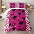 thumbnail image 2 of Homewish Halloween Skull Quilt King,Pink Leopard Print King Coverlet Set,3pcs, 2 of 7