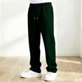 thumbnail image 6 of Krdevn Boys Solid Drawstring Open Hem Sweatpants Fall Winter Loose Straight Jogger Pants with Patch Pockets 9-10 Years,Dark Green, 6 of 8