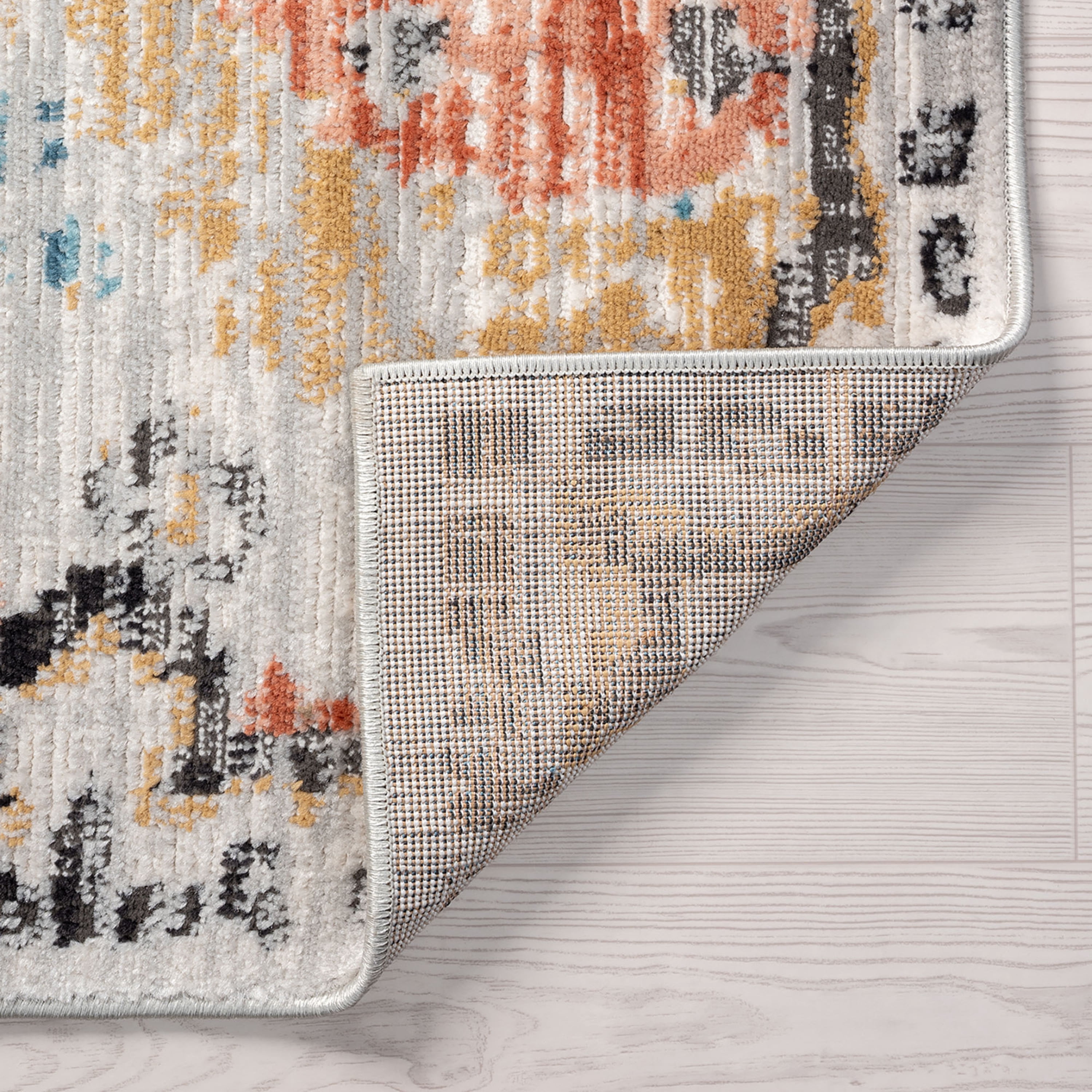 Anabel Traditional 8' x 10' Aqua and Peach Polypropylene & Polyester Indoor Area Rug