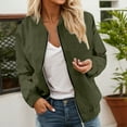 thumbnail image 2 of Arlun Women's Zip up Bomber Jackets Casual Long Sleeve Spring Zipper up Loose Fit Coats Lightweight Solid Color Simple Stylish Outerwear Windbreaker with Pockets Army Green XL, 2 of 5