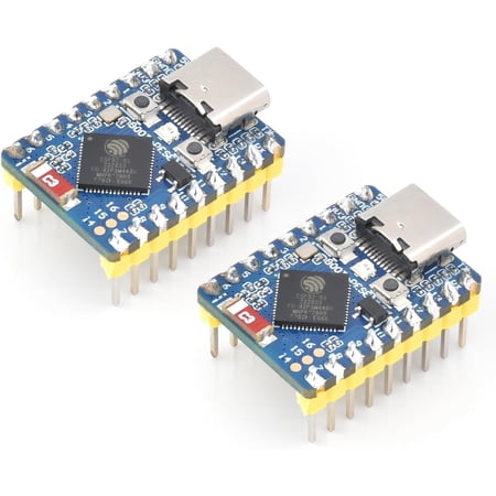 2PCS ESP32-C3 Mini Development Board, Based On ESP32-C3FN4 Single-Core Processor, 160MHz Running Frequency, 2.4GHz Wi-Fi & BLE 5 with Pre-soldered Header