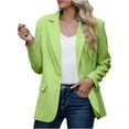 thumbnail image 1 of MIASHUI Women's Straight Cut Solid Color Two Button Blazer Long Sleeve Formal Casual Office Wear Classic Fit Light Green,L, 1 of 6