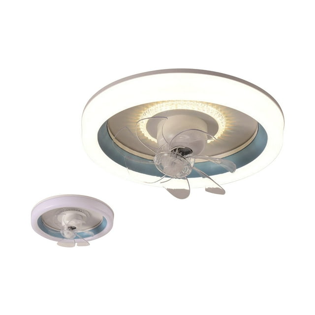 Blue Ceiling Fan Light 360 Degree Oscillating Remote Control 18.90X18.90X7.48 Inch For Bedroom Restaurant Quiet Timer Function Led