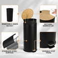 thumbnail image 3 of 8 Gallon Step Trash Can with Soft-Close Bamboo Lid, Stainless Steel Garbage Can with Removable Inner Bucket, 30L Round Trash Bin, Perfect for Kitchen, Bathroom, Living Room, Black, 3 of 7