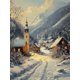 thumbnail image 1 of Qisvanset 12x16 Inch 2D Flat Framed Canvas Art, Vintage Winter Village Landscape Country Snow Scene Home Wall Decor, 1 of 5