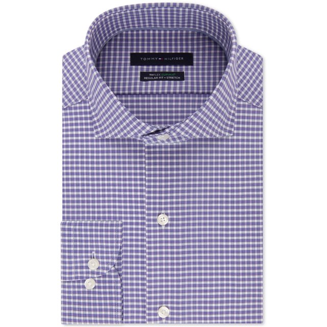 Camisa de vestir con Botones Tommy Hilfiger THFlex morado cuello 15 pulgadas manga 34 a 35 pulgadas