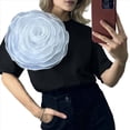 thumbnail image 1 of Camiseta de Flores 3D para Mujer, Corta, Cuello Redondo, Verano Negro L, 1 of 6