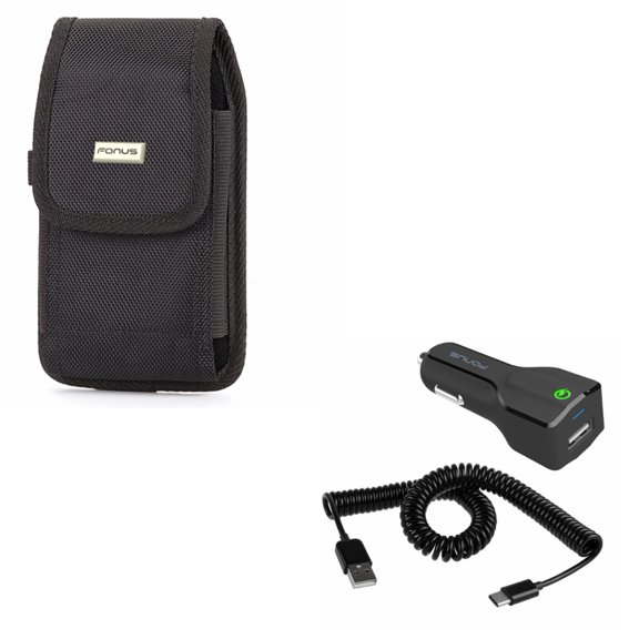 Rugged Durable Canvas Case w 24W USB Adaptive Fast Car Charger N4K Compatible With Google Pixel 3a XL