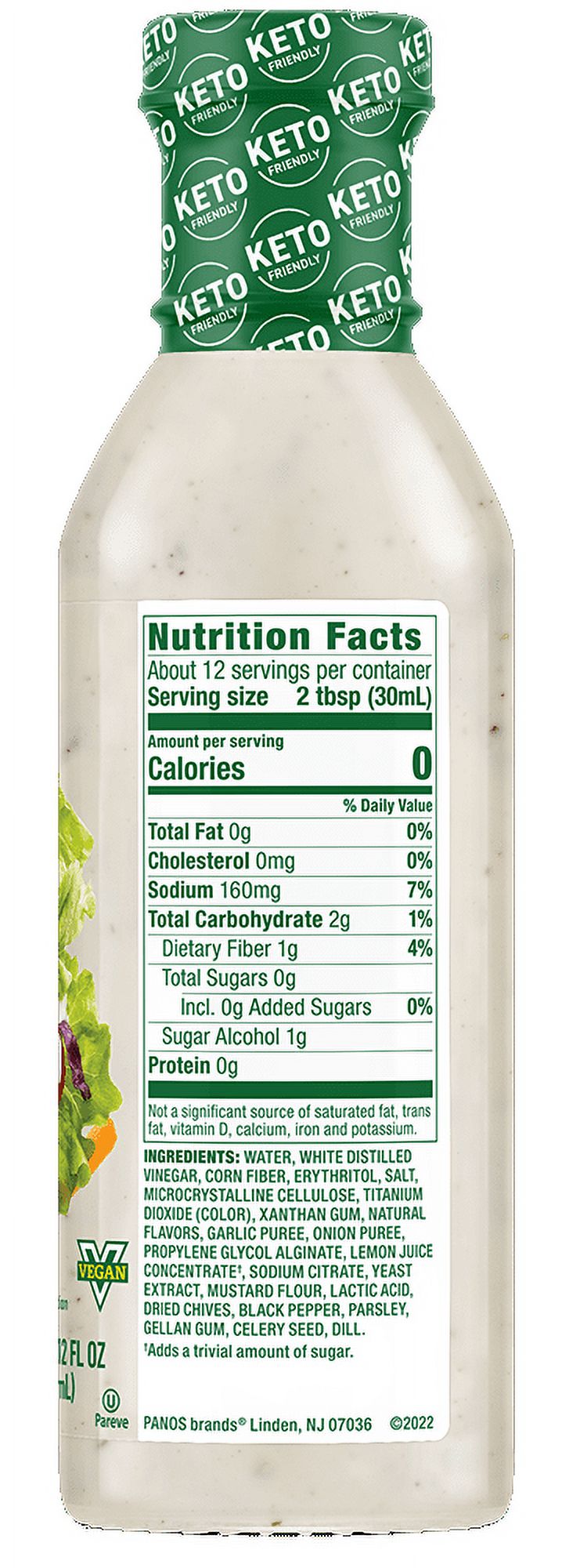 Walden Farms Ranch Dressing, 12 oz. Bottle, Fresh and Delicious Salad Topping, Sugar Free 0g Net Carbs Condiment, Cool and Tangy - image 2 of 7