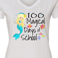 thumbnail image 4 of Inktastic 100 Magical Days of School with Blue Mermaid and Fish Women's V-Neck T-Shirt, 4 of 5