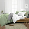 thumbnail image 2 of SGI Bedding 3 Piece Reversible Cotton Duvet Cover Moss Solid 600TC Oversized King, 2 of 8