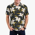 thumbnail image 3 of Balery Lilies Flowers Printed Men’s Short Sleeve Polo Shirt, Midweight Men's Shirt,Golf Polo shirts -, 3 of 9