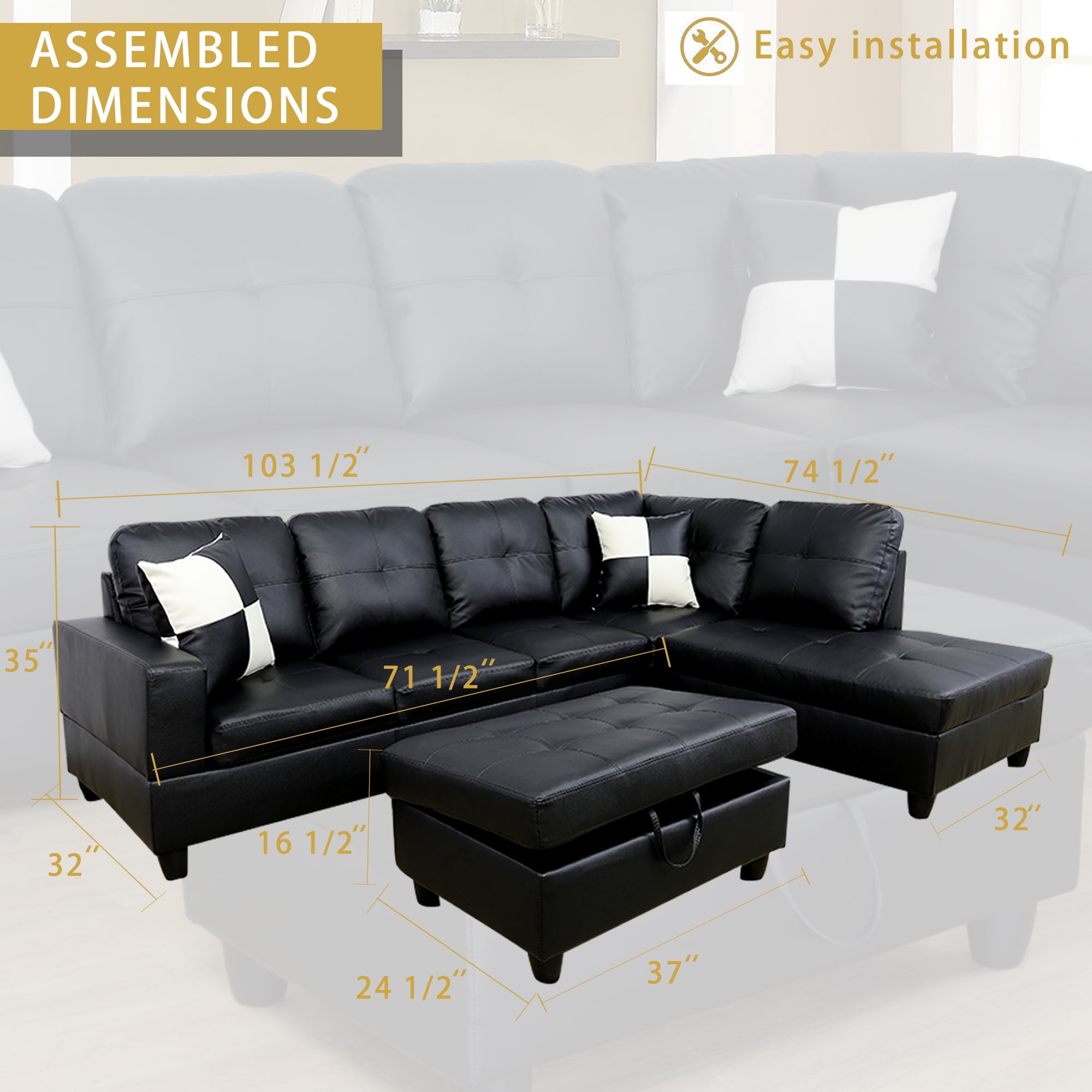 Buy Beverly Fine Furniture Faux Leather Sectional Set, Living Room L