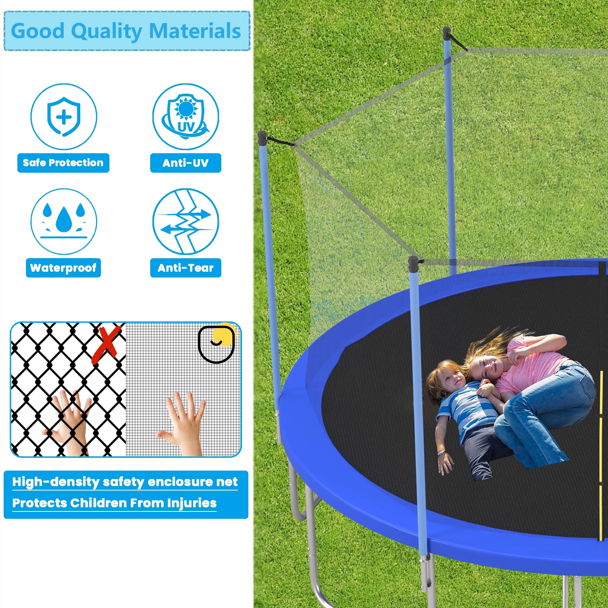 Shengchao Trade 12FT Trampoline with Safety Enclosure Net, ASTM Approval, Basketball Hoop