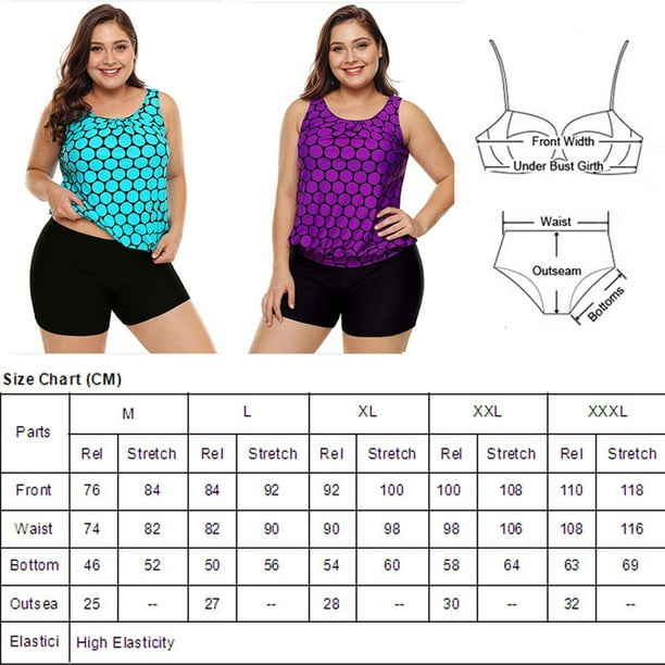 Minus8k Tankini Swimsuits for Women 2 Pieces Ladies Plus Size