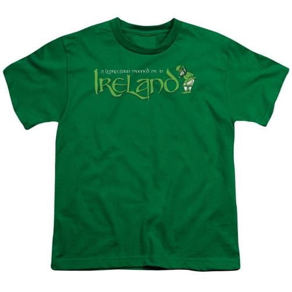 Trevco ATA402C-YT-4 Leprechaun Moon-Short Sleeve Youth 18-1 T-Shirt, Kelly Green - Extra Large