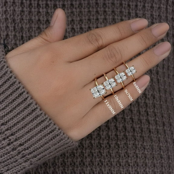 Cora Jewellery 3.5CT Radiant Moissanite Engagement Ring for Women, Solitaire Hidden Halo Ring, 14K Yellow Gold