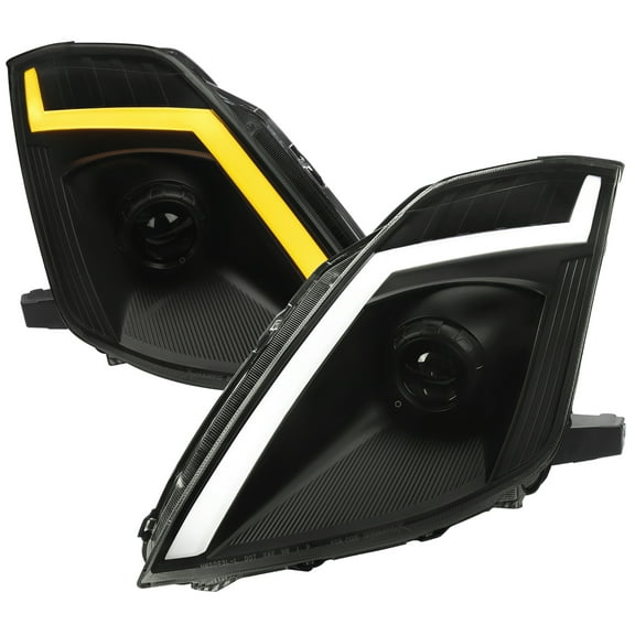 Switchback Sequential Turn Signal Animated LED Bar Projector Headlights (Black Housing/Smoke Lens) Made for and Compatible with 2006-2009 Nissan 350Z
