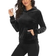 thumbnail image 5 of FUTATA Women's Velour Tracksuit Long Sleeve Pullover Sweatshirt Velour Activewear Tops Quick Dry Jogging Sweatsuit Black S, 5 of 6